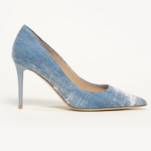 M Gemi NIB Size 40 Distressed Denim Esatto Stiletto Heels 90MM
